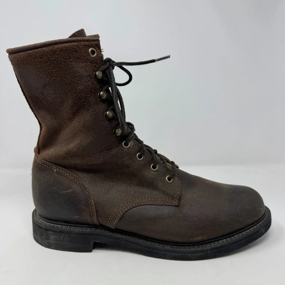 Justin Brown Leather Work‎ Boots Style 0472 Made In USA Men's Size 10.5 EE